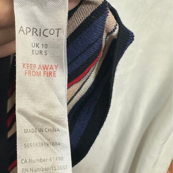 Apricot 6 Small Striped 3/4 Midi‎ Scoop Neck Colorful Dress Stretch Retro Formal - Picture 8 of 10